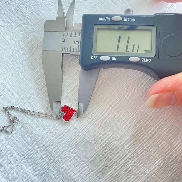 FAC Red Pave Crystal Heart Necklace Silver Tone NWT - Picture 6 of 8